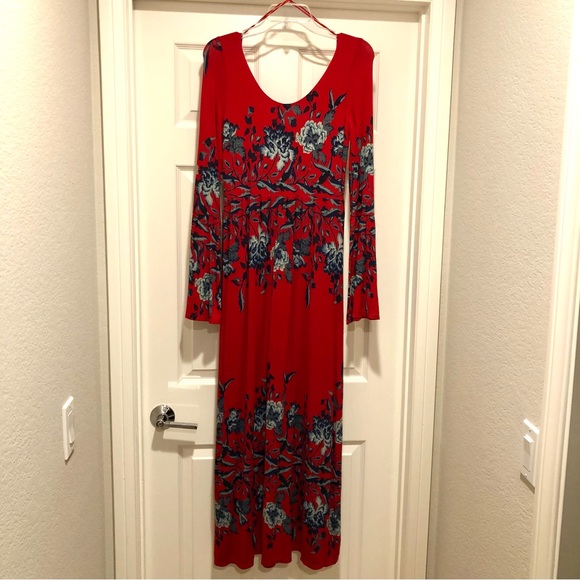 NWT Free People HOLIDAY Maxi Midnight Garden Red Floral Dress Size Small - Picture 5 of 8